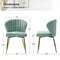 Velvet Upholstered Wingback Armless Side Chair with Gold Metal Legs for Living Room or Dining